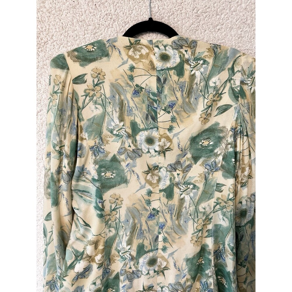VTG Platinum Dorothy Schoelen Jacket Blazer Top Womens Green Floral - Picture 9 of 12